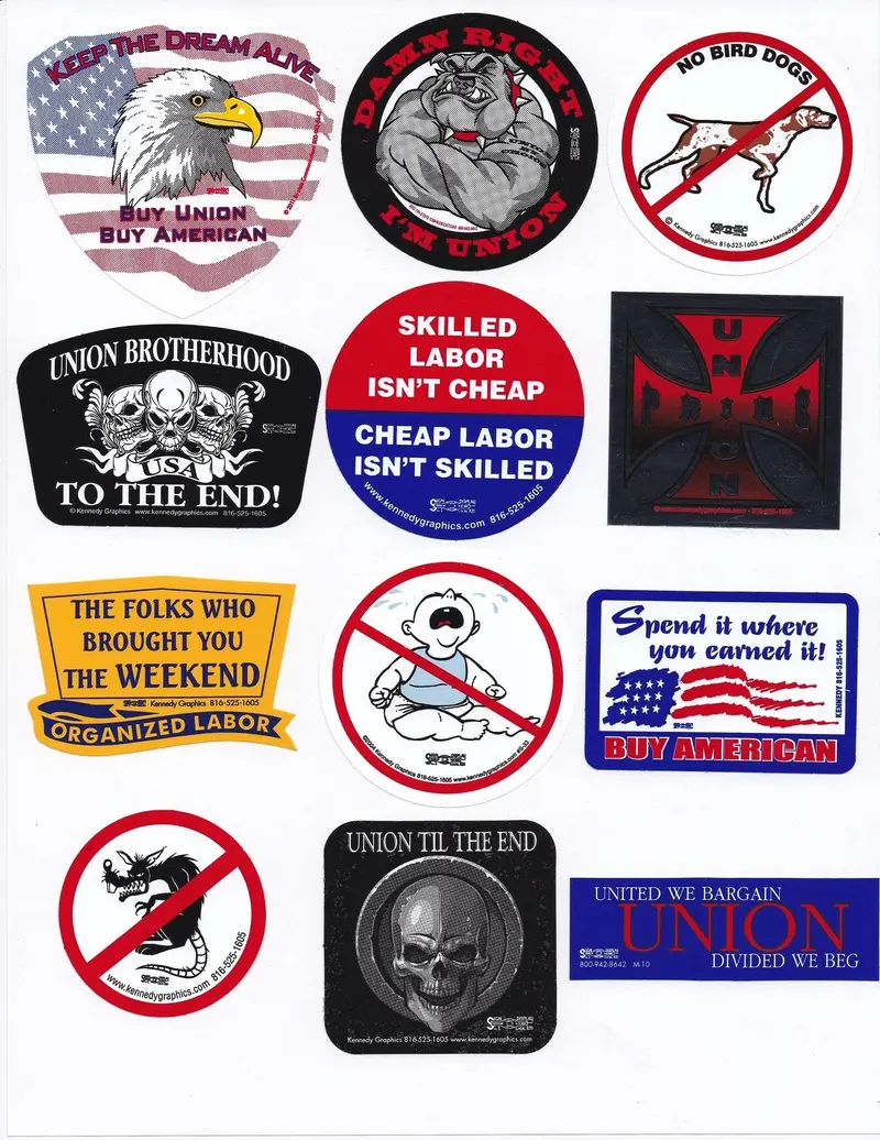 Union Hard Hat Sticker Mix 6  - Best Sellers Pack 1
