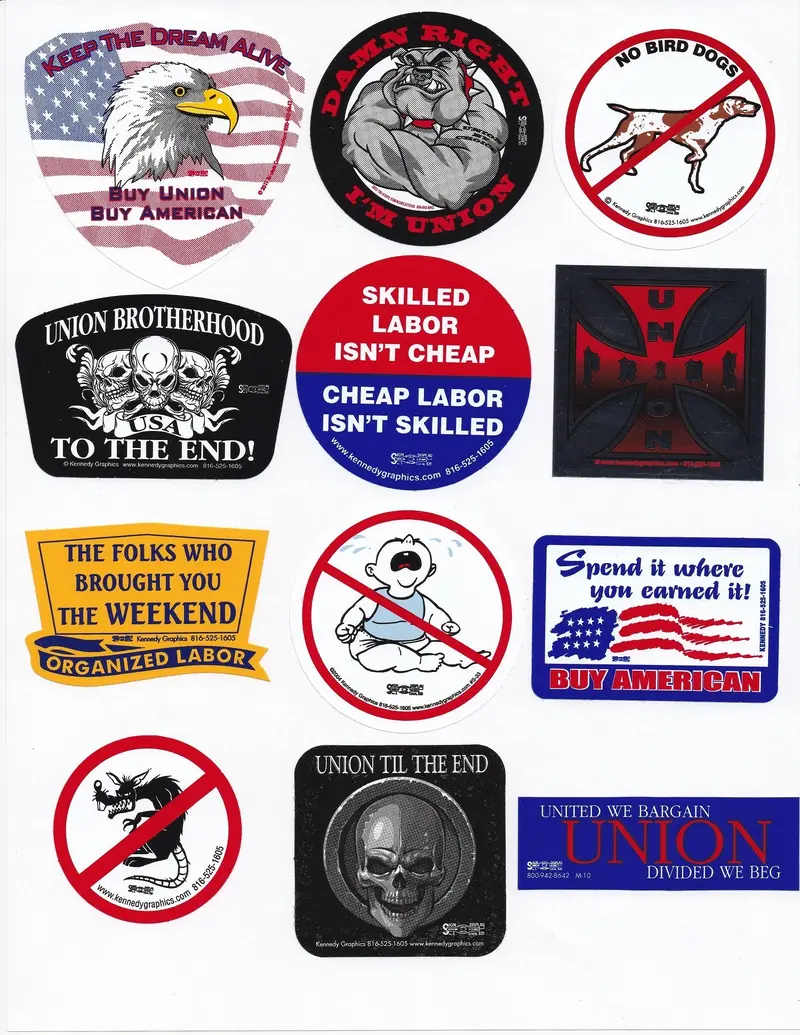Union Hard Hat Sticker Mix 6 - Best Sellers Pack 2