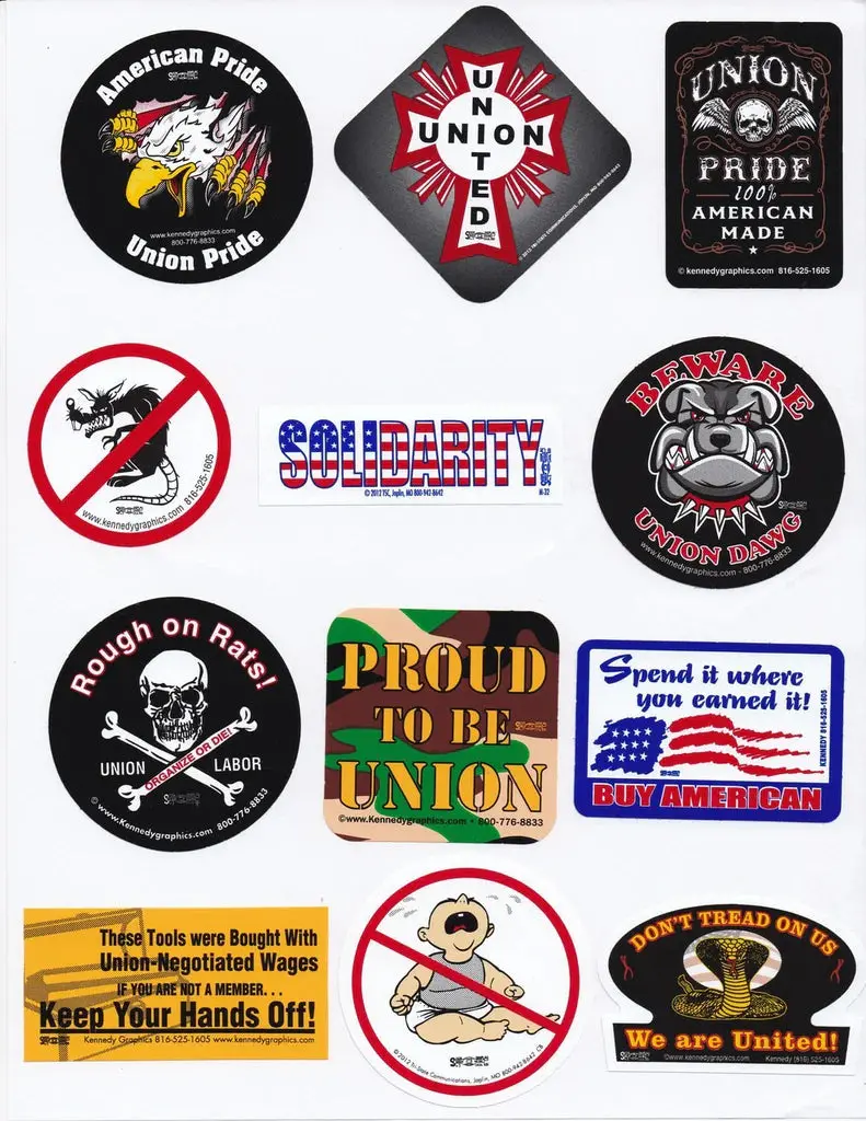Union Hardhat Sticker Mix 2 - Variety Pack 1