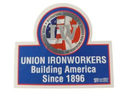 Union Ironworkers Building America Hard Hat Sticker #Blu01 1