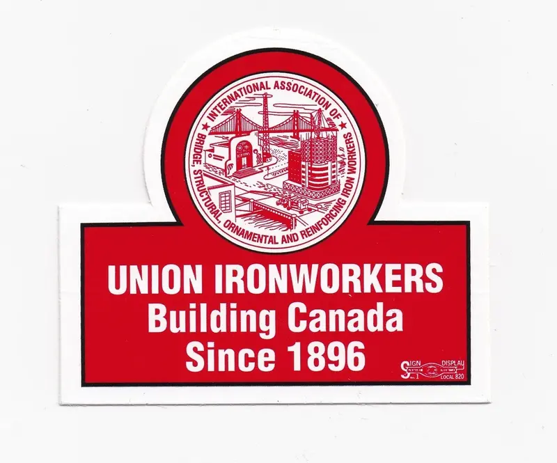 Union Ironworkers Building Canada Hard Hat Sticker 1