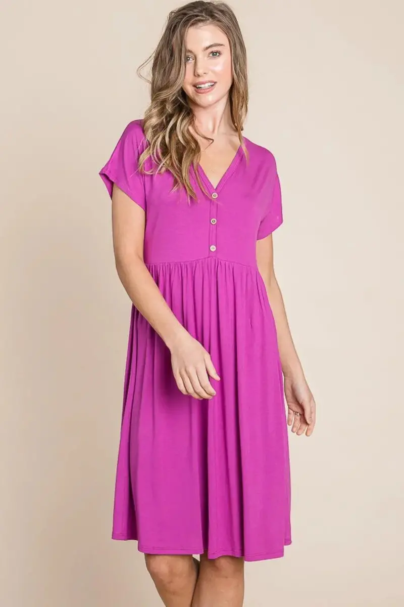 V-Neck Button Detail Dress 4