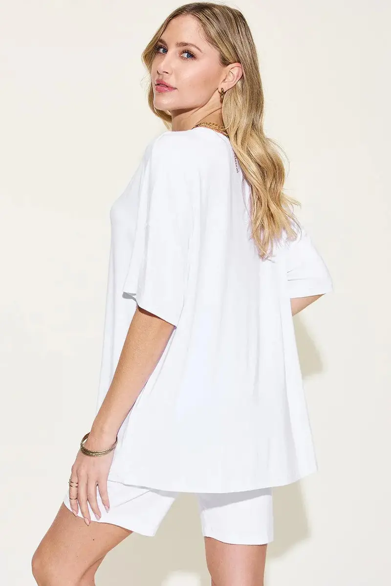 V-Neck Drop Shoulder T-Shirt And Shorts Set 15