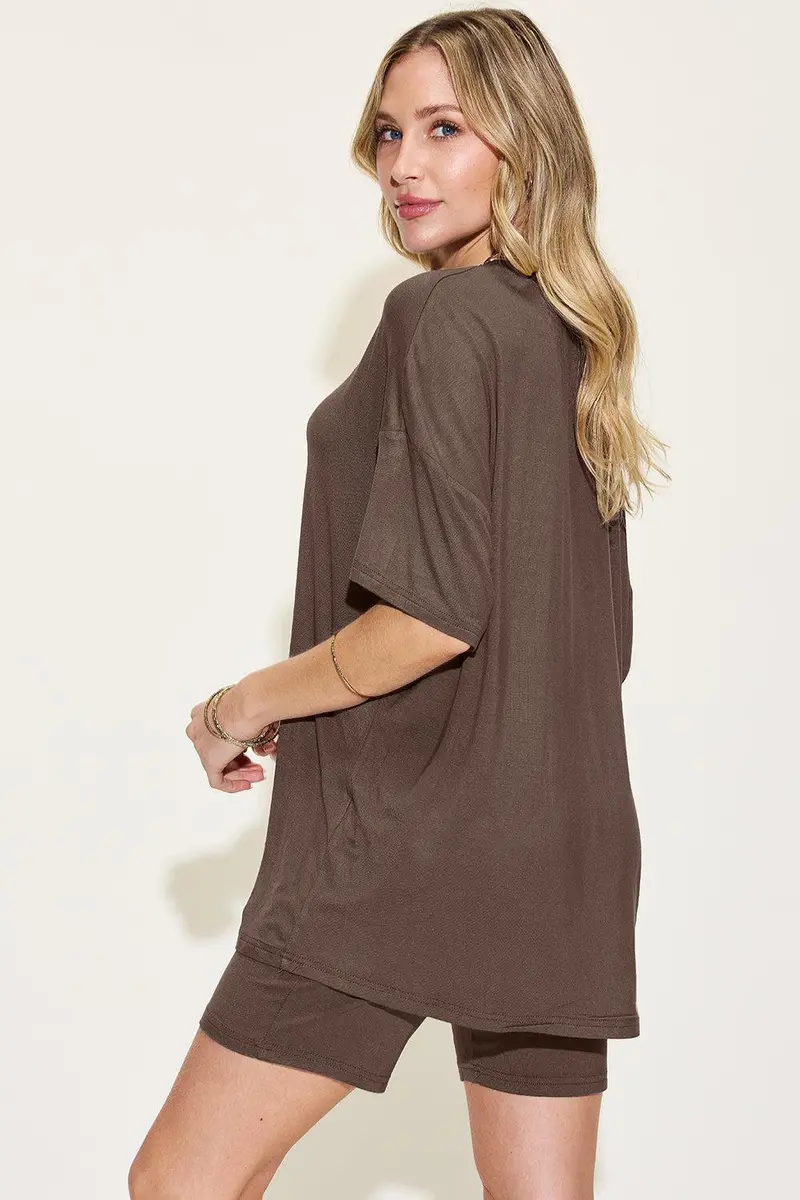 V-Neck Drop Shoulder T-Shirt And Shorts Set 19
