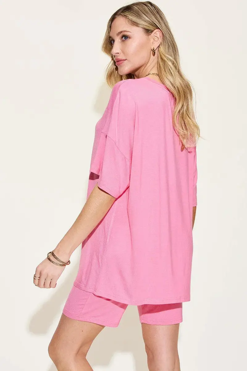 V-Neck Drop Shoulder T-Shirt And Shorts Set 2