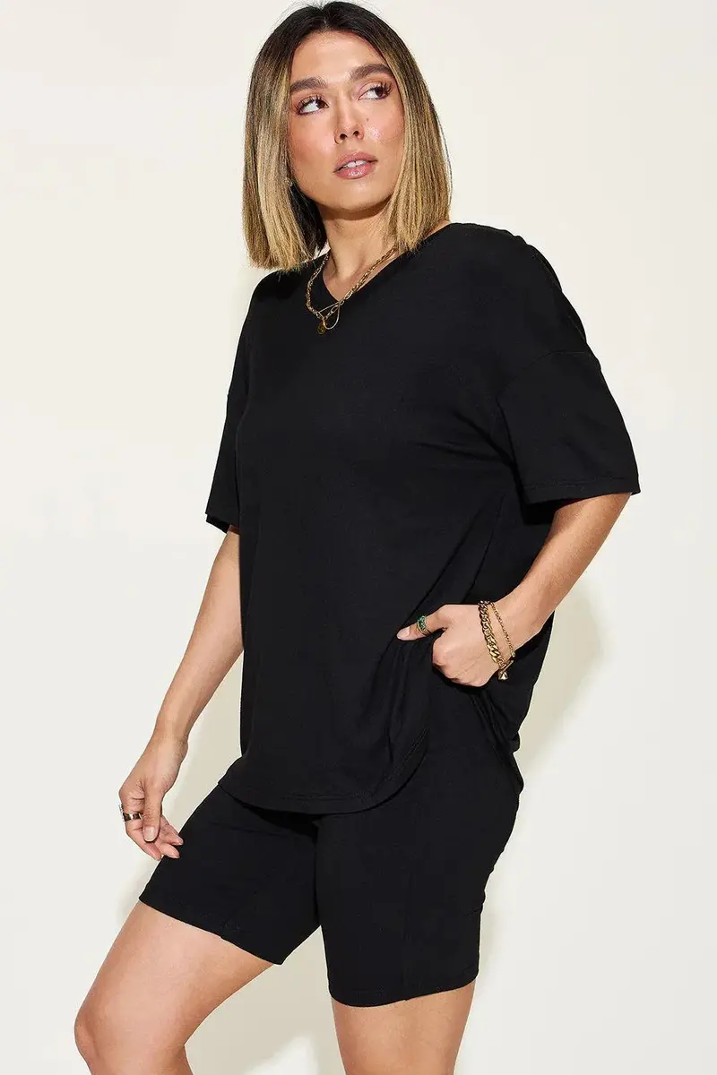 V-Neck Drop Shoulder T-Shirt And Shorts Set 31
