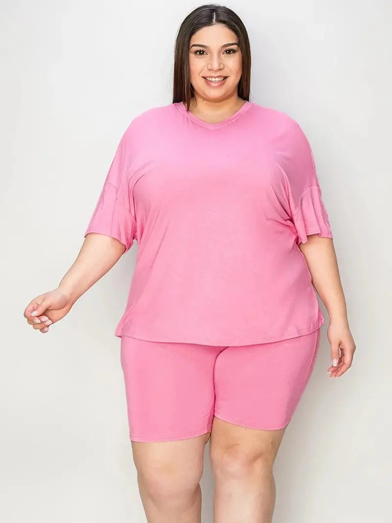 V-Neck Drop Shoulder T-Shirt And Shorts Set 6
