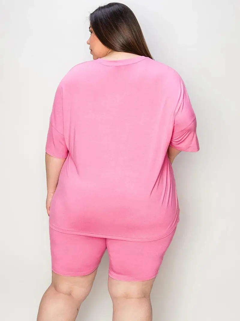 V-Neck Drop Shoulder T-Shirt And Shorts Set 8