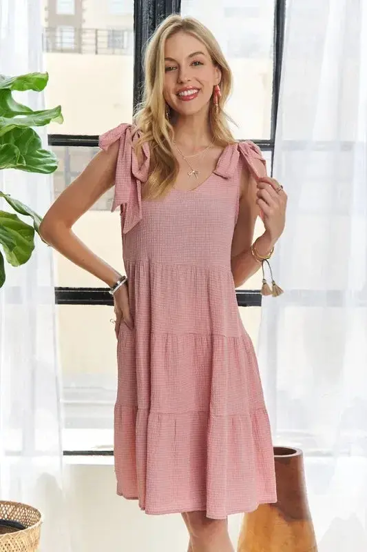 V-Neck Tie Shoulder Dress 1