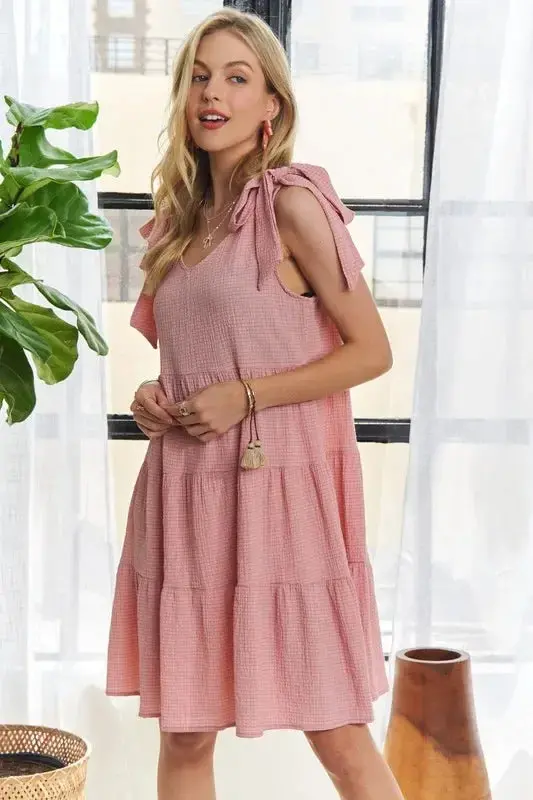 V-Neck Tie Shoulder Dress 2