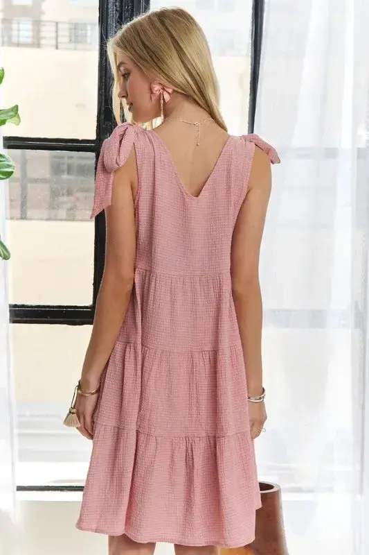 V-Neck Tie Shoulder Dress 3