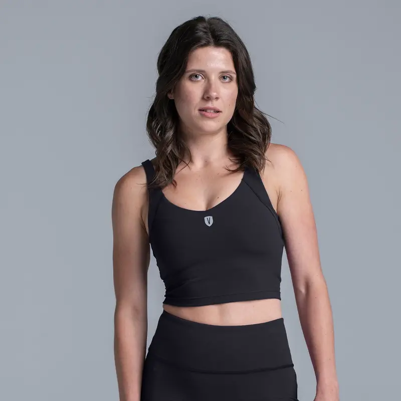 Valour Active Ace Longline Crop Top - Black 1