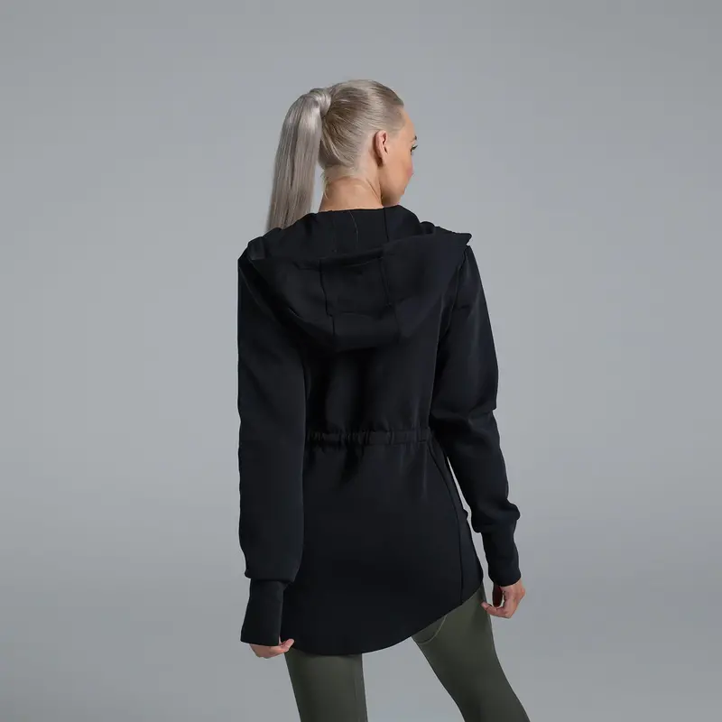 Valour Active Breathe Out Zip Longline Hoodie - Black 2