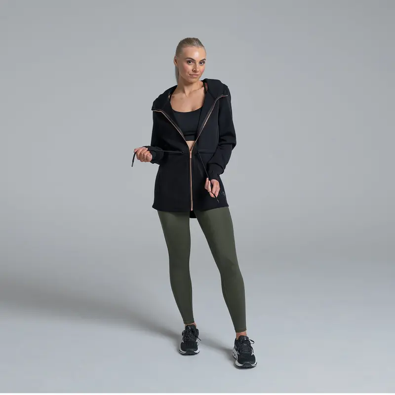Valour Active Breathe Out Zip Longline Hoodie - Black 3