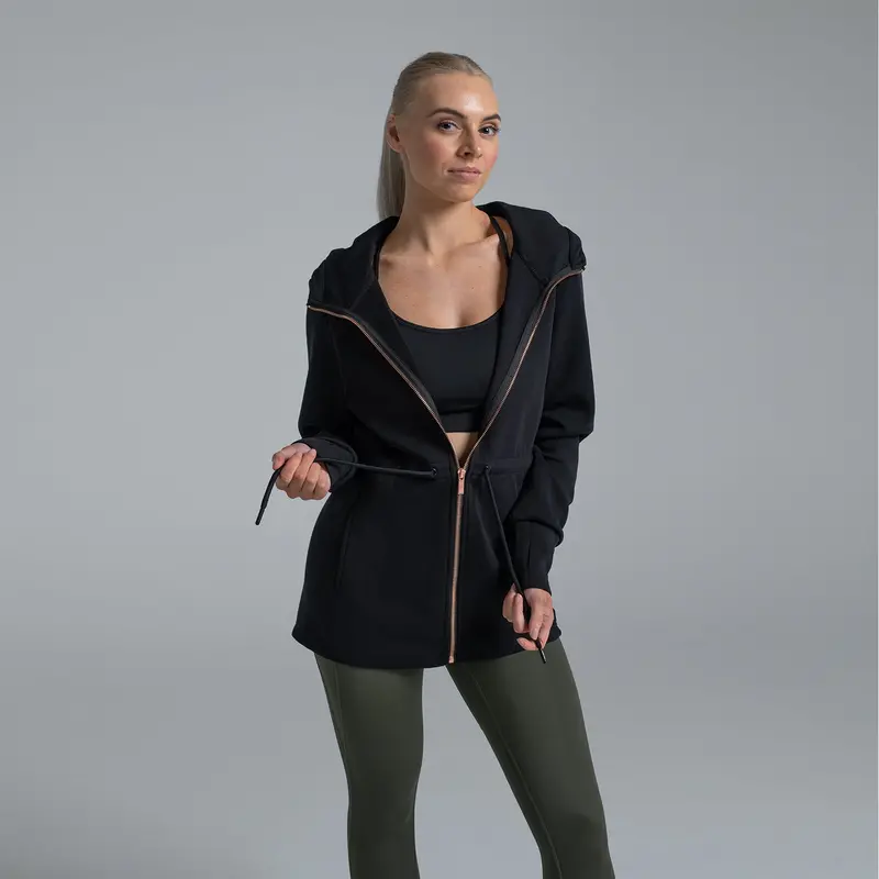 Valour Active Breathe Out Zip Longline Hoodie - Black 4