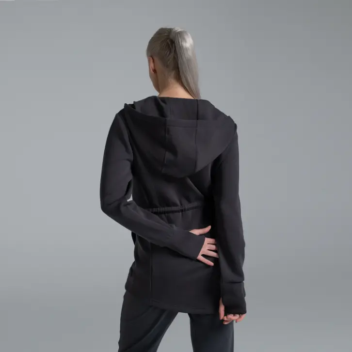 Valour Active Breathe Out Zip Longline Hoodie - Coal 2