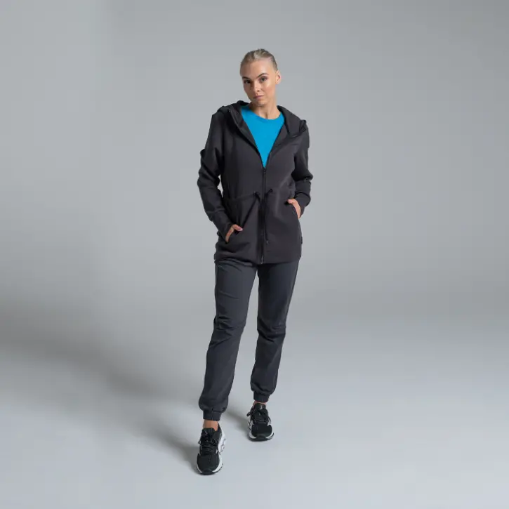 Valour Active Breathe Out Zip Longline Hoodie - Coal 3
