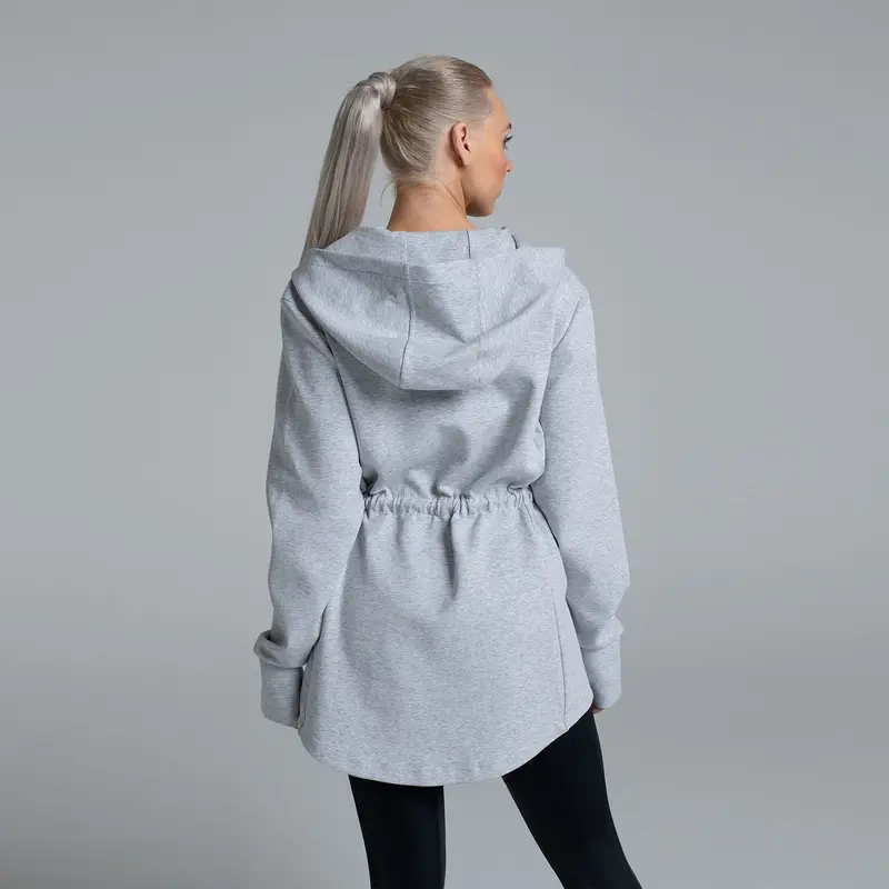 Valour Active Breathe Out Zip Longline Hoodie - Grey Marle 2