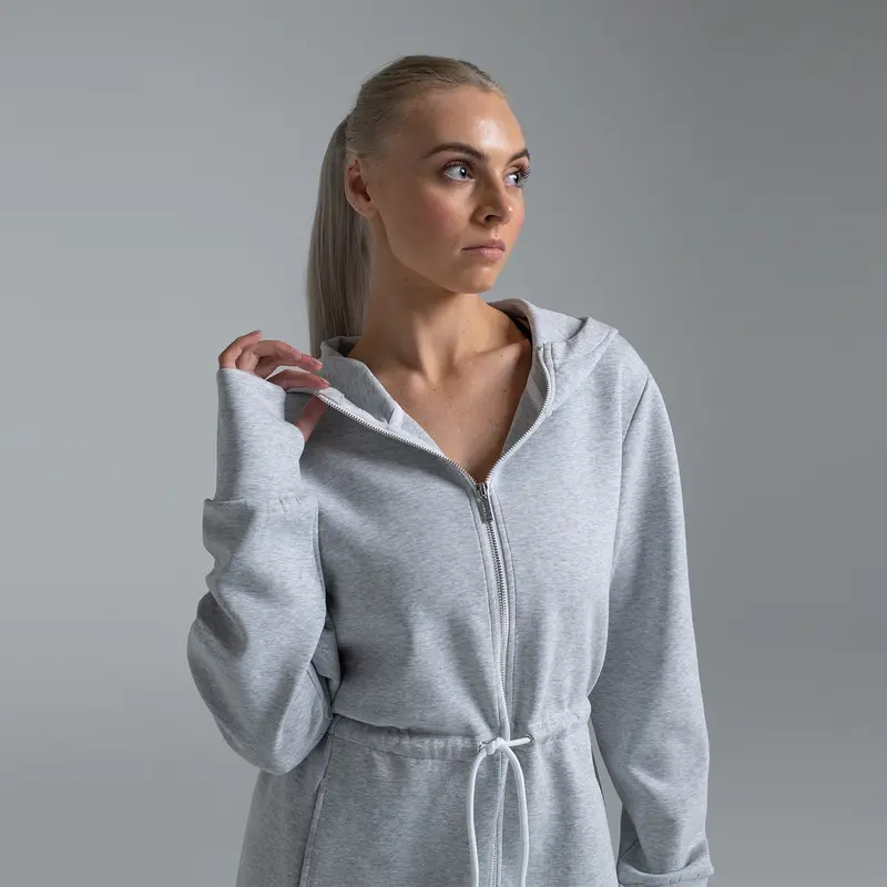 Valour Active Breathe Out Zip Longline Hoodie - Grey Marle 4