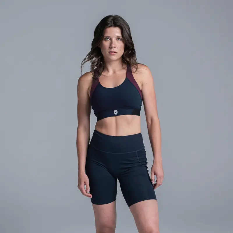 Valour Active Dash Crop Top - Ink/Burgundy 3