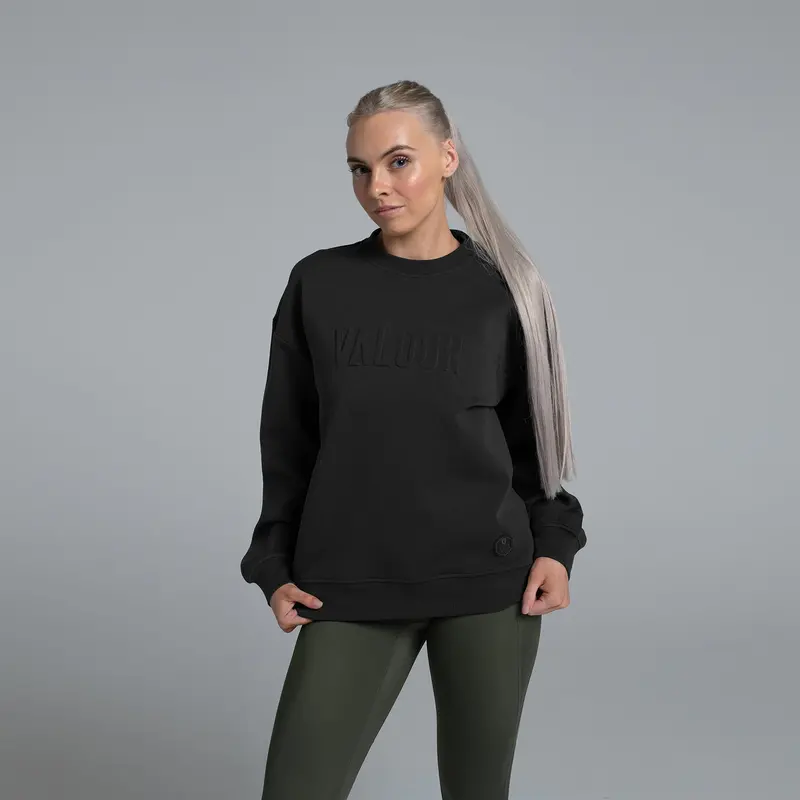 Valour Active Time Out Embossed Crew - Black 1