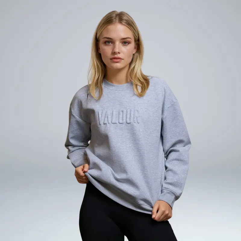 Valour Active Time Out Embossed Crew - White Marle 1