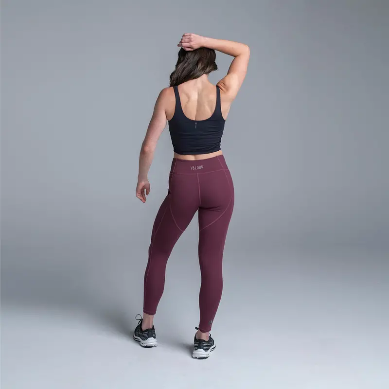Valour Active Ultimate Brushed Lycra 7/8 Tight - Burgundy 2