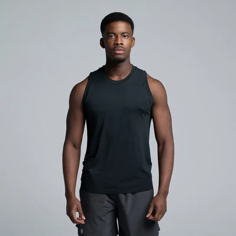 Valour Active V-Knit Singlet - Black 1