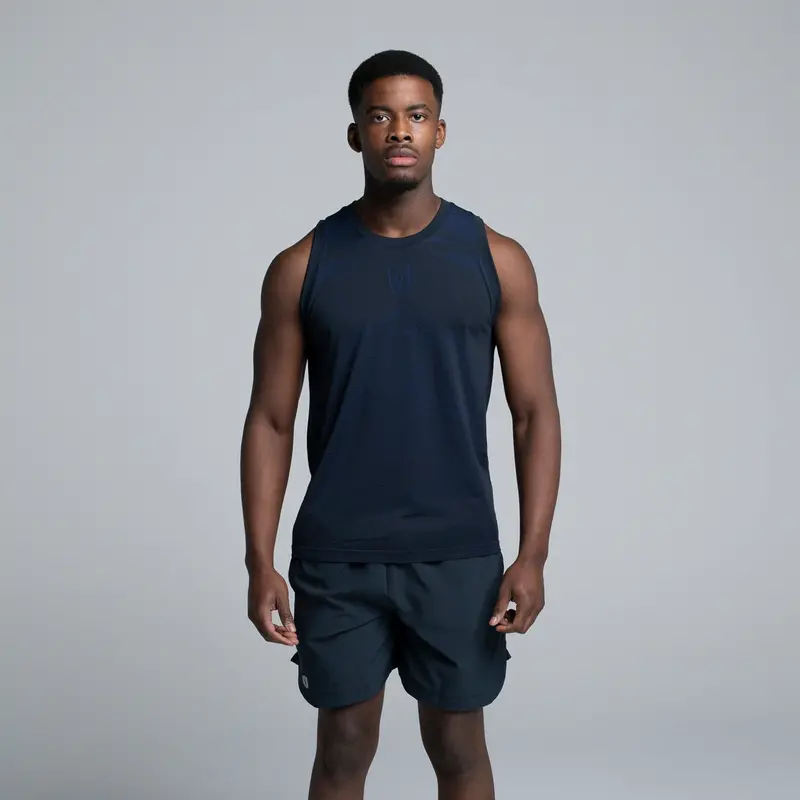Valour Active V-Knit Singlet - Ink 1
