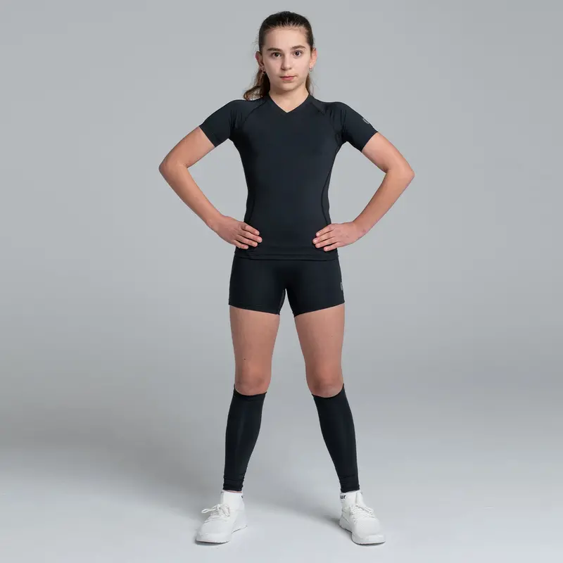 Valour Compression - Girls Black Short Sleeve Top 3
