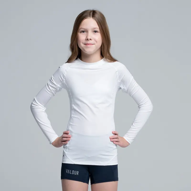 Valour Compression - Girls White Long Sleeve Top 1