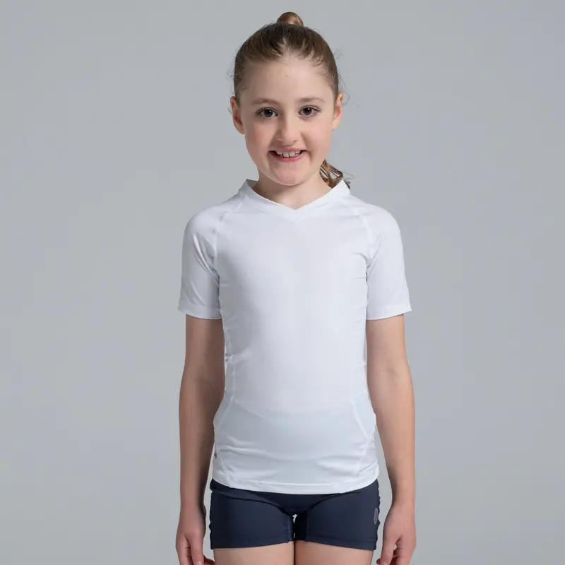 Valour Compression - Girls White Short Sleeve Top 1