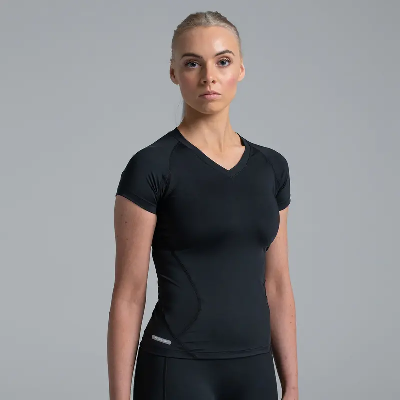 Valour Compression - Women's Black Short Sleeve Top 1