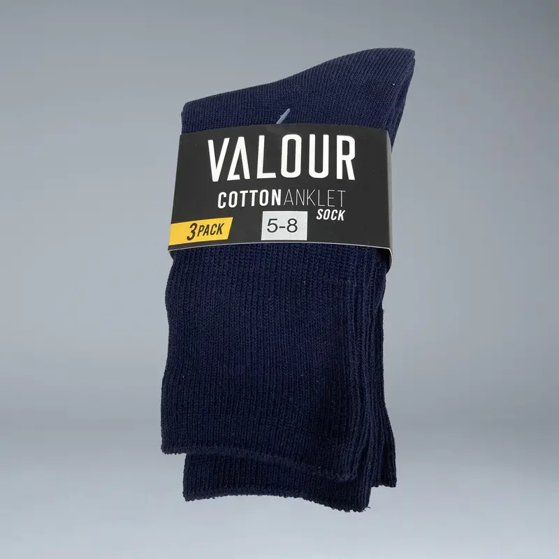 Valour Navy Cotton Sock - 3 Pack 2