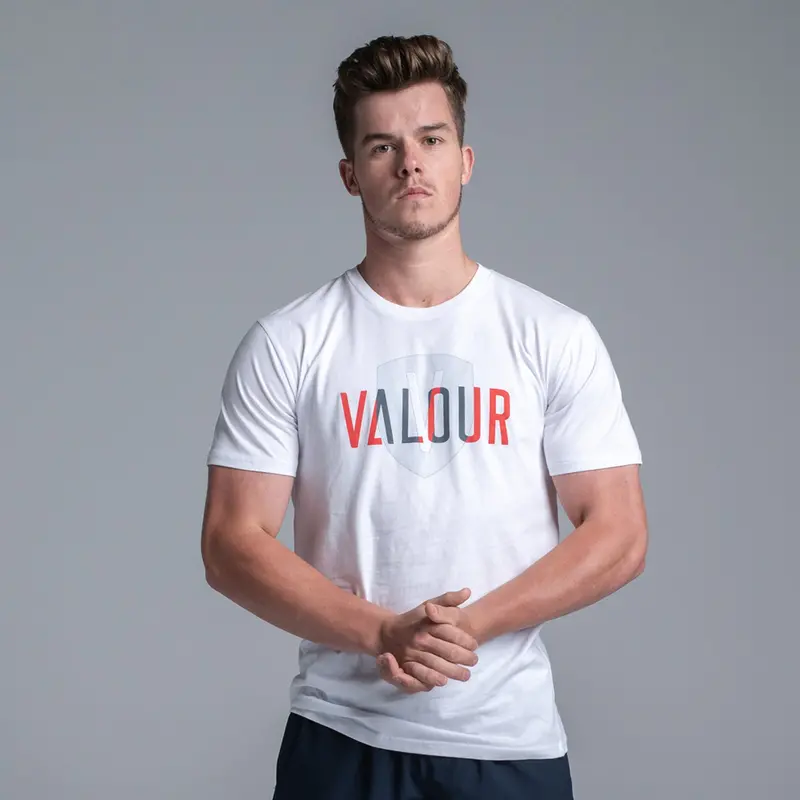 Valour Unisex White Shield Tee 1