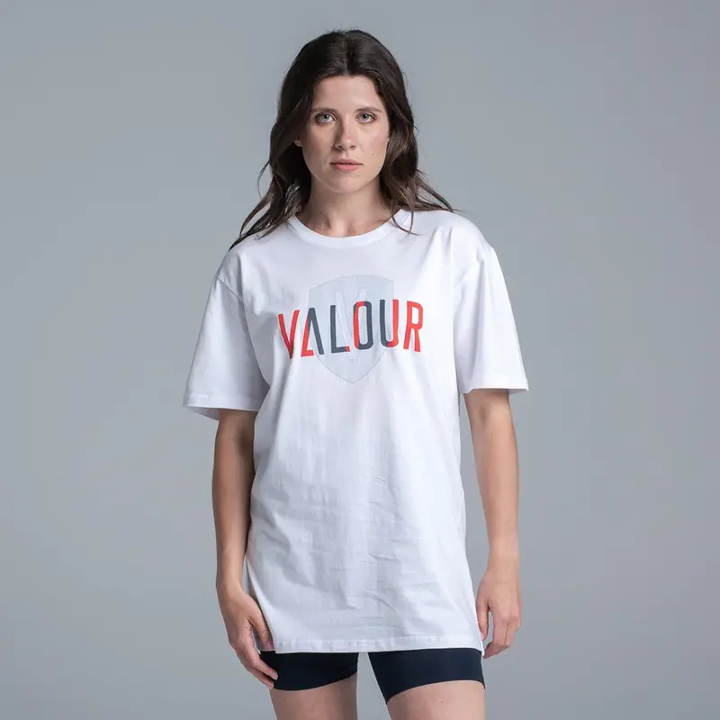 Valour Unisex White Shield Tee 2