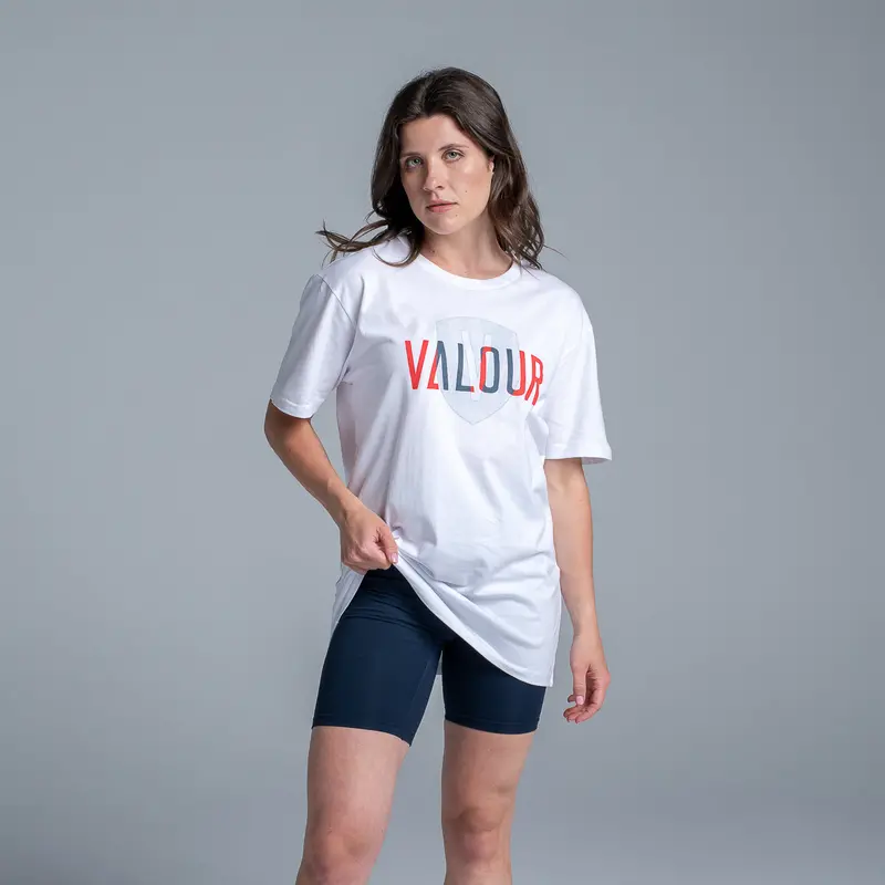 Valour Unisex White Shield Tee 4