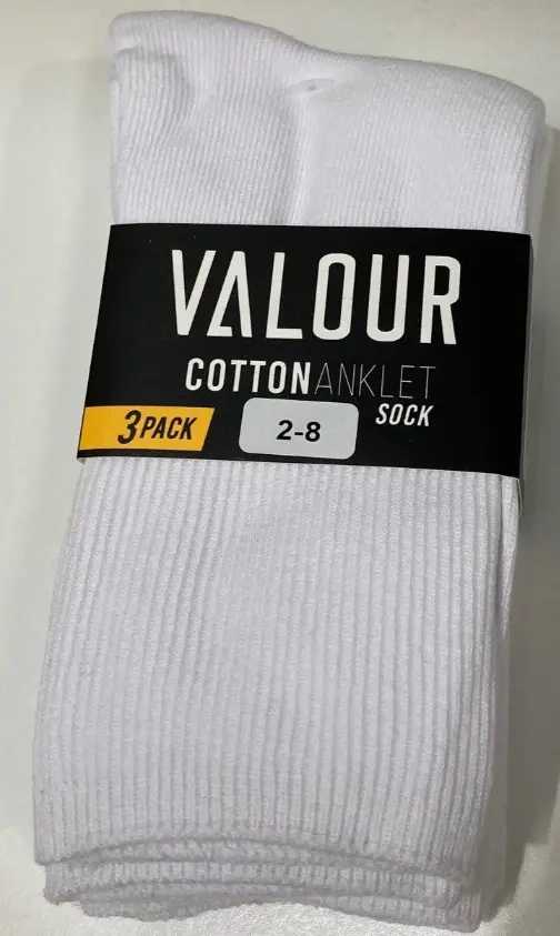 Valour White Cotton Sock - 3 Pack 6