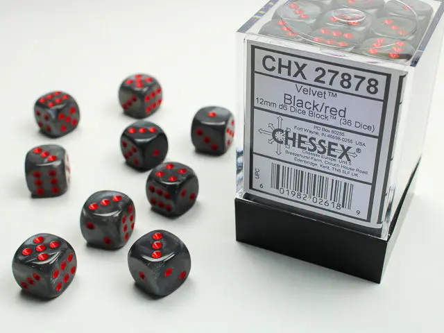 Velvet® 12Mm D6 Black/Red Dice Block™ (36 Dice) 1