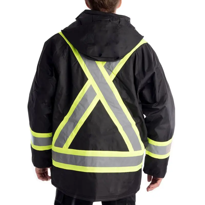 Viking Flame Resistant Journeyman 300D Ripstop Freezer Insulated High Visibility Parka 3957Frj - Black 2