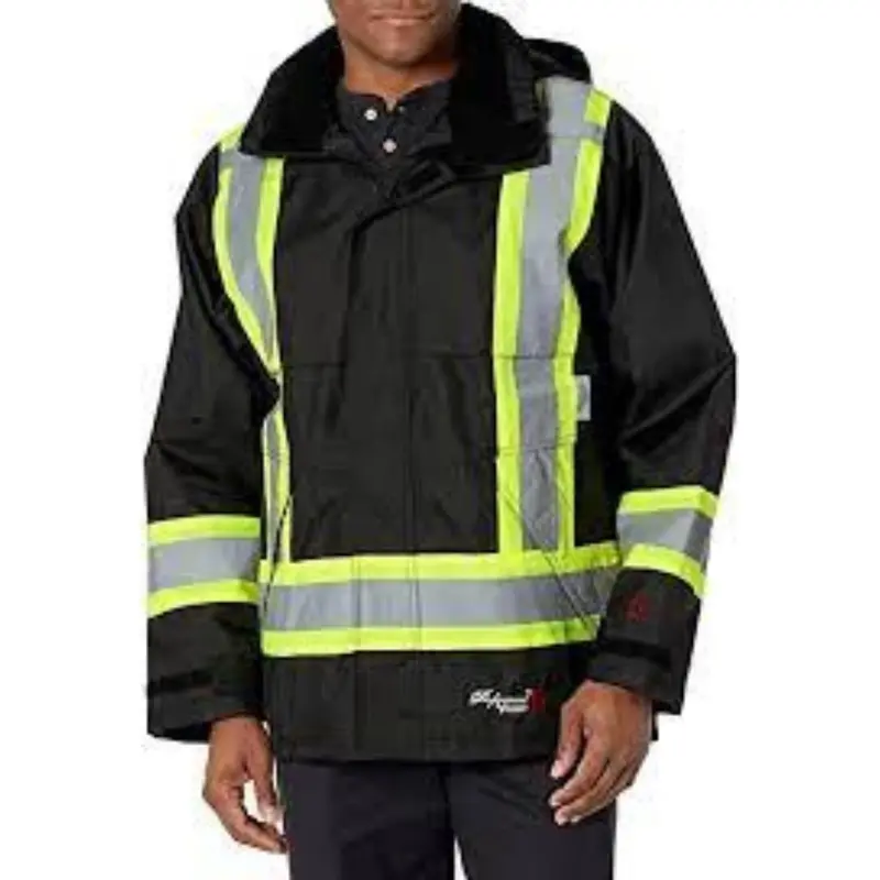 Viking Flame Resistant Journeyman 300D Ripstop High Visibility Jacket 3907Frj - Black 1