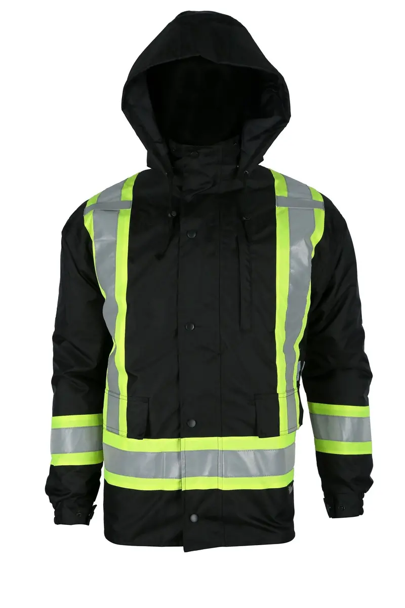 Viking Men's Handyman® Waterproof Class 1 Hi-Vis 7-In-1 Hooded Rain Jacket_Black 1