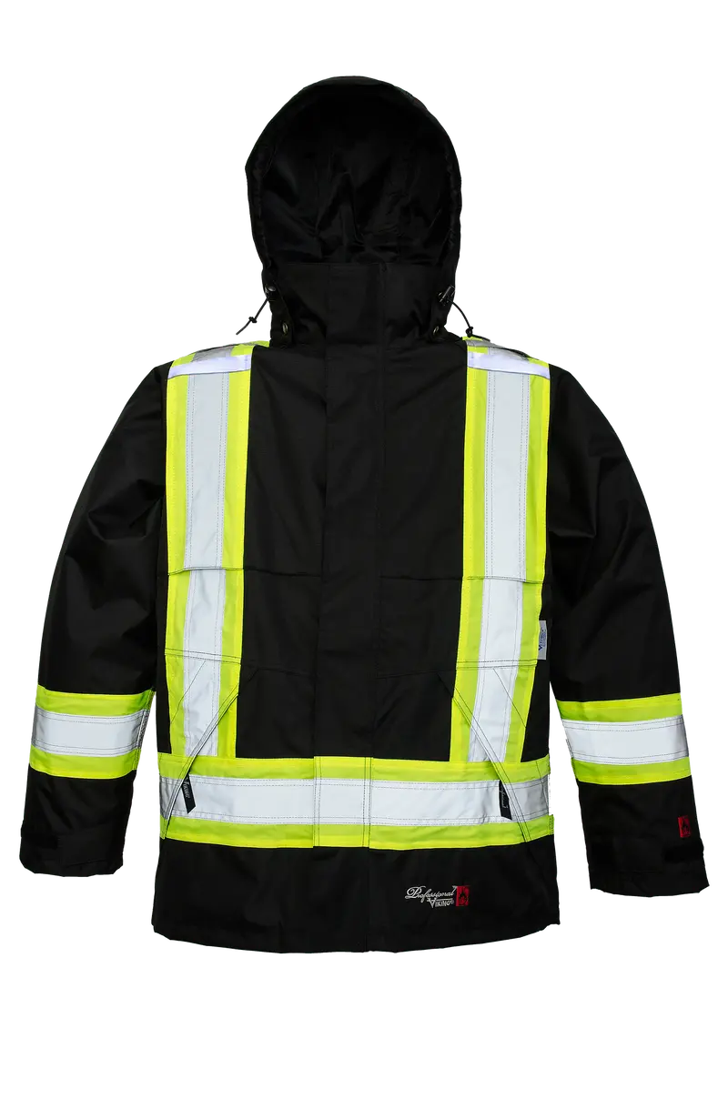Viking Men's Professional® Journeyman Hi-Vis Class 1 Waterproof Fr Trilobal Rip-Stop Hooded Jacket 1