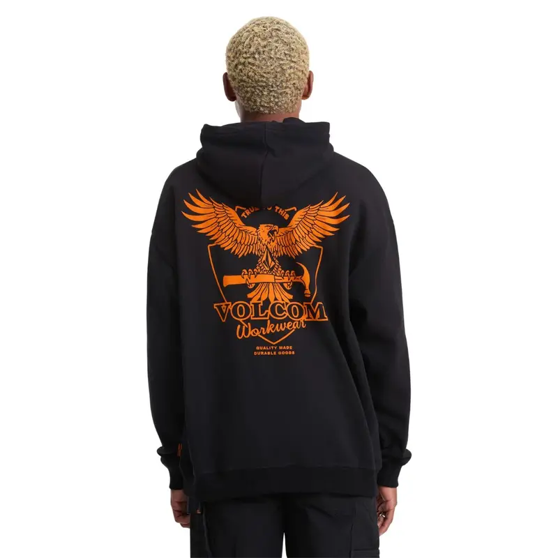 Volcom Men's Hammer Pullover Work Hoodie A4112602 - Black 2