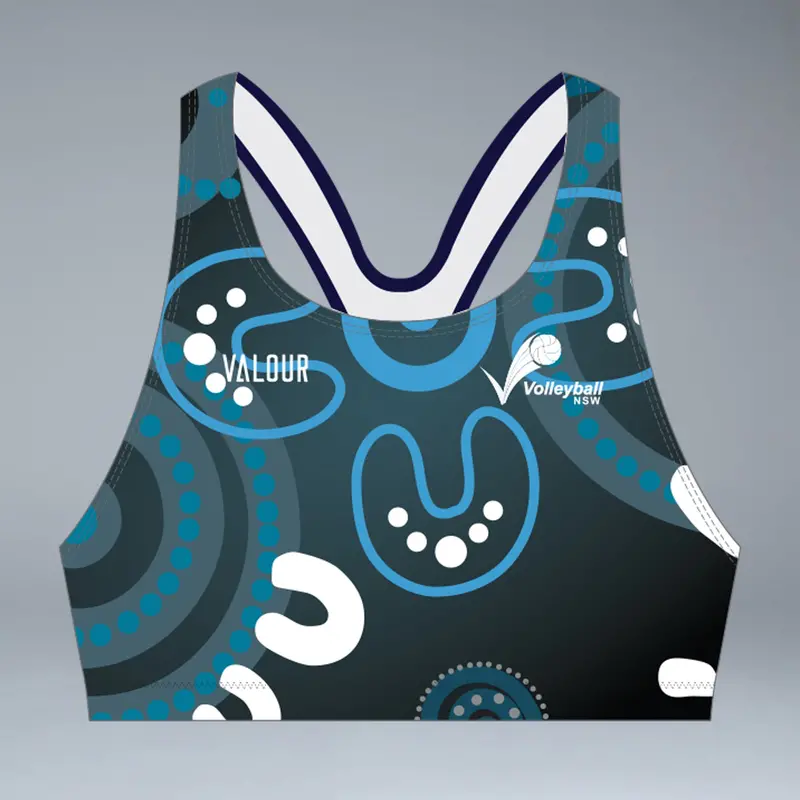 Volleyball Nsw Indigenous Design Crop Top- Black 1