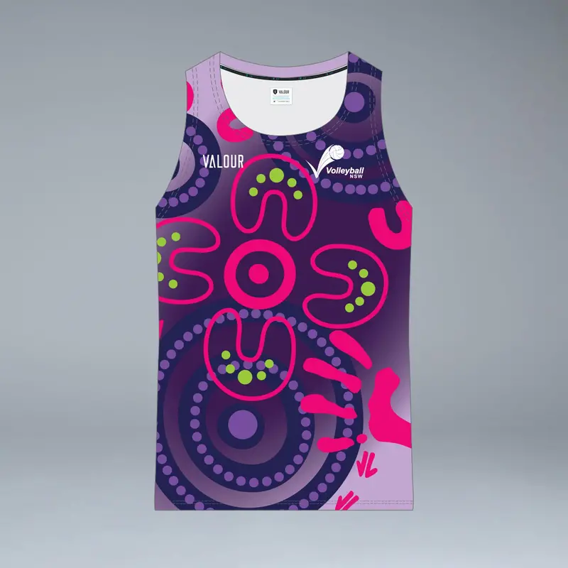 Volleyball Nsw Men's Indigenous Design Singlet - Purple 1