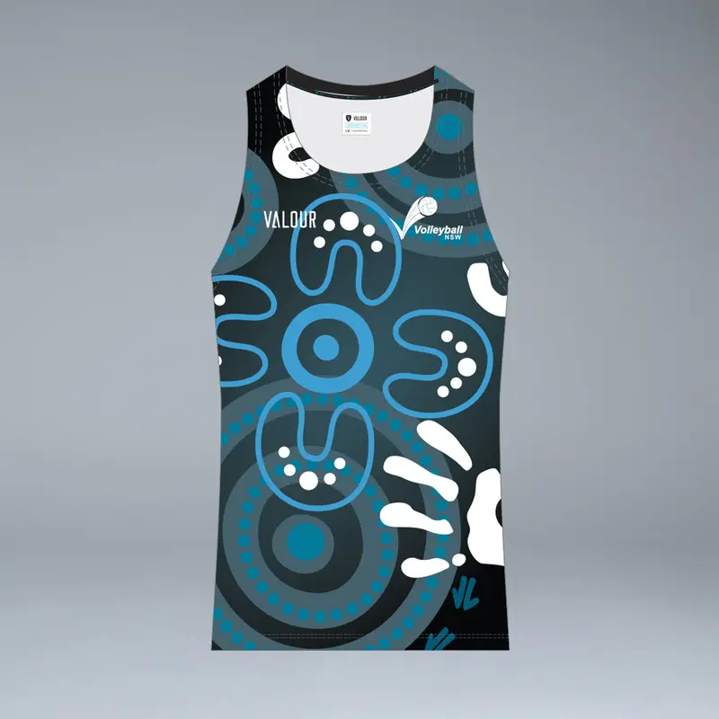 Volleyball Nsw Women's Indigenous Design Singlet - Black 1