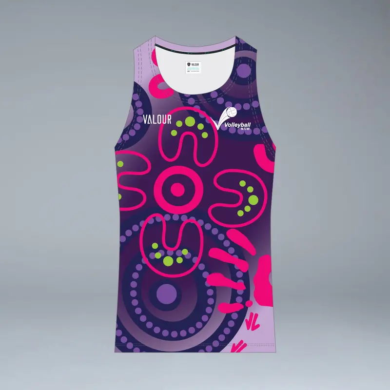 Volleyball Nsw Women's Indigenous Design Singlet - Purple 1