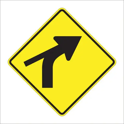 W1-10C Combination Horizontal Alignment (Curve) Skewed Side Road Sign 1