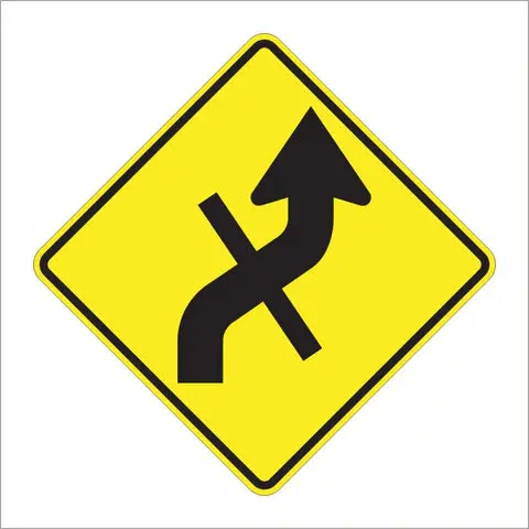 W1-10E Combination Horizontal Alignment (Reverse Curve) /Cross Sign 1